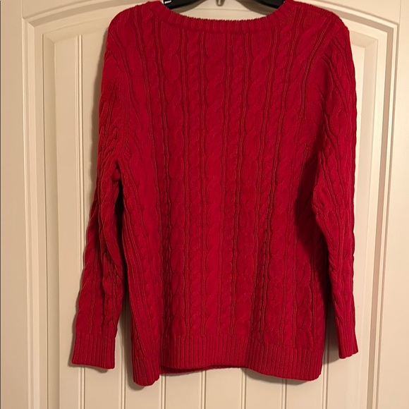 Lands' End Red Cable Knit Sweater - Picture 3 of 6